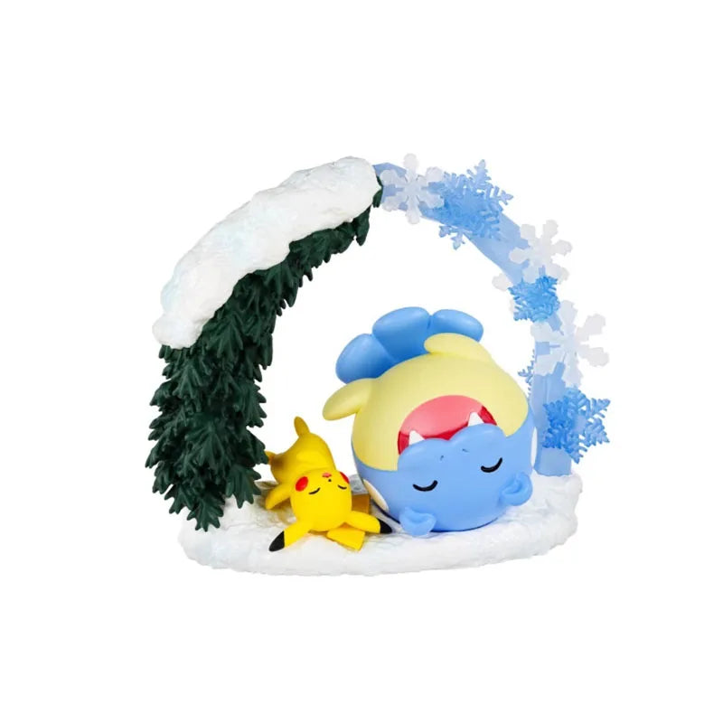 Anime Pokemon Circular Diorama Figure Pikachu Spheal Espeon Umbreon Togekiss Lapras Cute Model Decoration Children's Gifts