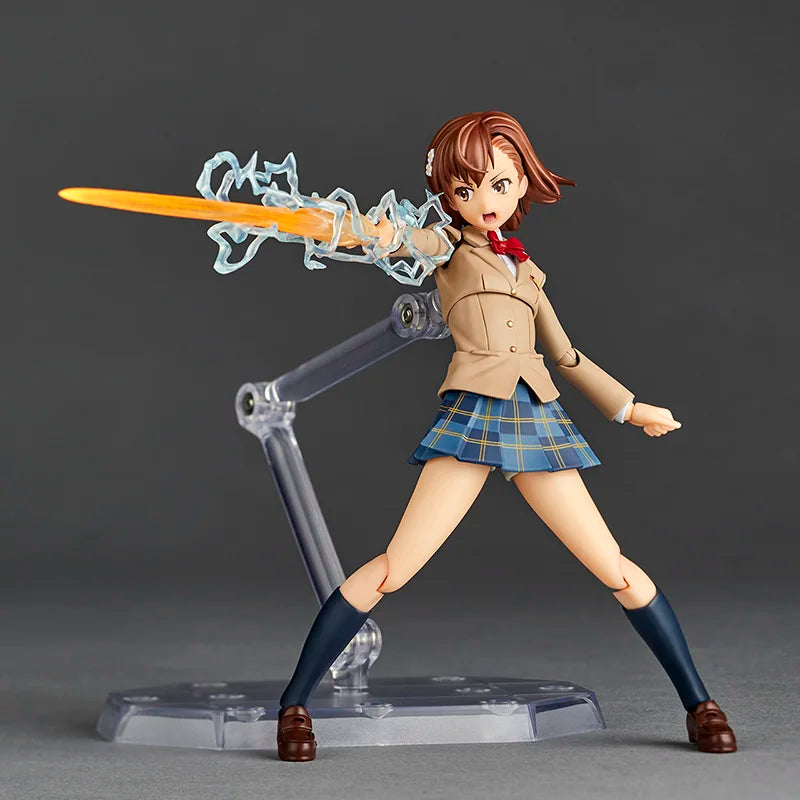 Original Kaiyodo A Certain Scientific Railgun T Amazing Yamaguchi Revoltech NR043 Mikoto Misaka Winter Uniform Ver Figures Model