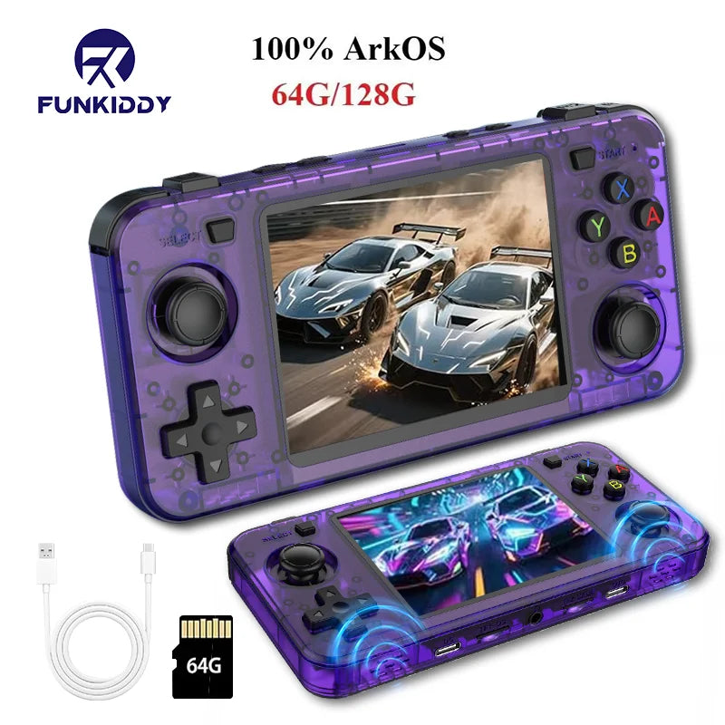 New R36H Retro Handheld Game Console 3.5" IPS Screen Portable Video Game Console Built in 64G Card & 15000 Games Open Source