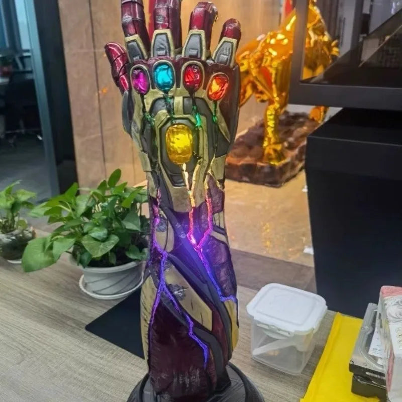 1/1 Marvel Comics Figure Iron Man Infinity Gauntlet Can Glow Resin Anime Model Desktop Ornaments Holiday Gifts Children Toys