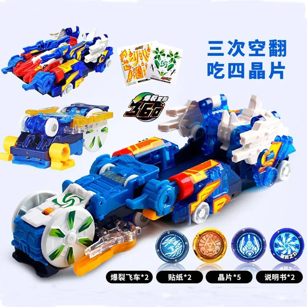 Screechers Explosive Speed Car 3 Metamorphosis Action Figures Children Gifts Boys Toy Ejection Flip Deformation Double Car