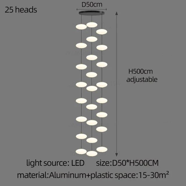 Modern Led staircase chandelier living room hanging light designer Villa duplex building  oval string attic pendant lighting