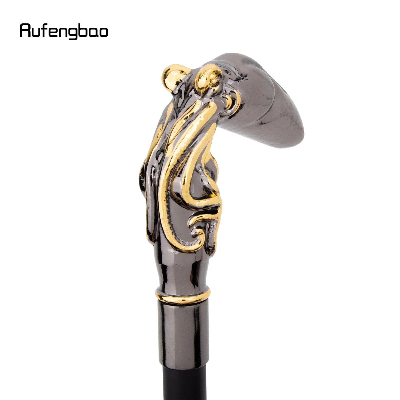 Golden Black Octopus Fish Squid Walking Cane Fashion Decorative Walking Stick Gentleman Elegant Cosplay Cane Knob Crosier 93cm