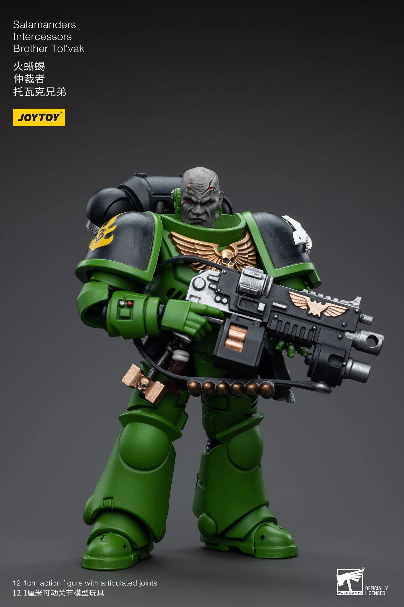 JOYTOY 40K 1/18 Salamanders Intercessors Sergeant Krajax Tsek'gan Brother Haecule Tol'vak Action Figures Model Gift for Collect