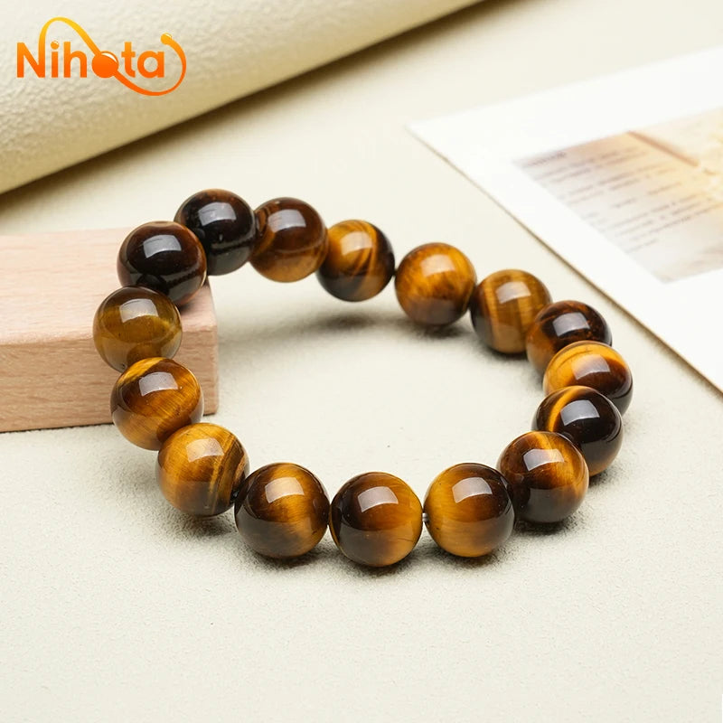 High Quality Yellow Tiger Eye Stone Handmade Round Beads Bracelets Couple Energy Yoga Bracelet Men Women Jewelry 6/8/10/12mm