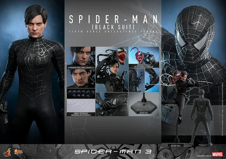 HotToys HT 1/6 MMS727 MMS728 SpiderMan Action Figure Speical Version Black Suit Movable 12 Full Tobey Collection Model Toy Gifts