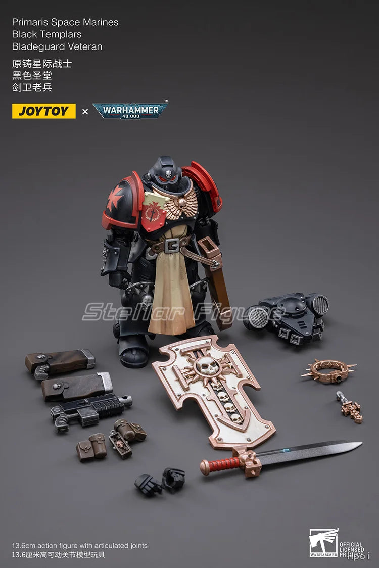 【SF】JOYTOY 1/18 Action Figure Primaris Space Marines Black Templars Bladeguard Veteran Model Toys Gifts Collection Ornaments