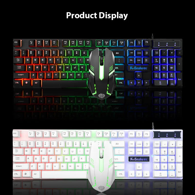 KM320 Tastatur und Maus Set Wasserdichte leuchtende Spieltastatur mit Hintergrundbeleuchtung