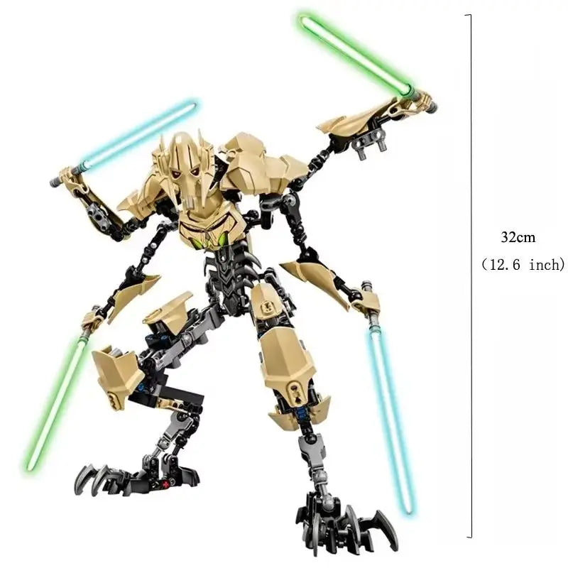 Hot 32cm Ksz714 Star Toy Anime  Action Figure Robot Grievous With Lightsaber Hilt Combat Model Building Blocks Gifts