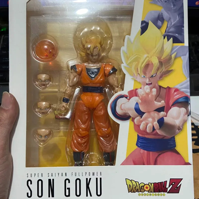 New Anime Dragon Ball Super Saiyan FullPower Goku Frieza Articulated Action Figures With Swappable Heads Model Gifts Collectible