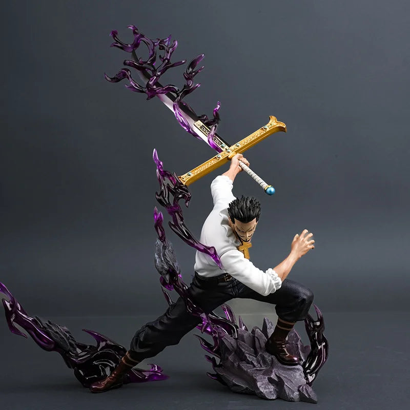 One Piece 30cm/11.81 Inches Tianhui Dracule Mihawk Anime Figure Pvc Statue Desktop & Room Ornament Collectible Model Toy Gift