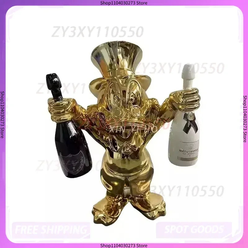 2025 New Electroplated Donald Duck Wine Bottle Fiberglass Creative Decoration Personalized Indoor Cartoon Customized Gift