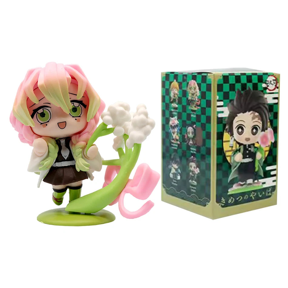 Anime 6Pcs/Set Q Version Demon Slayer Figurine  Boxed Model Ornament Accessory Cartoon Movability Kits Mascot Kid Toy Gift