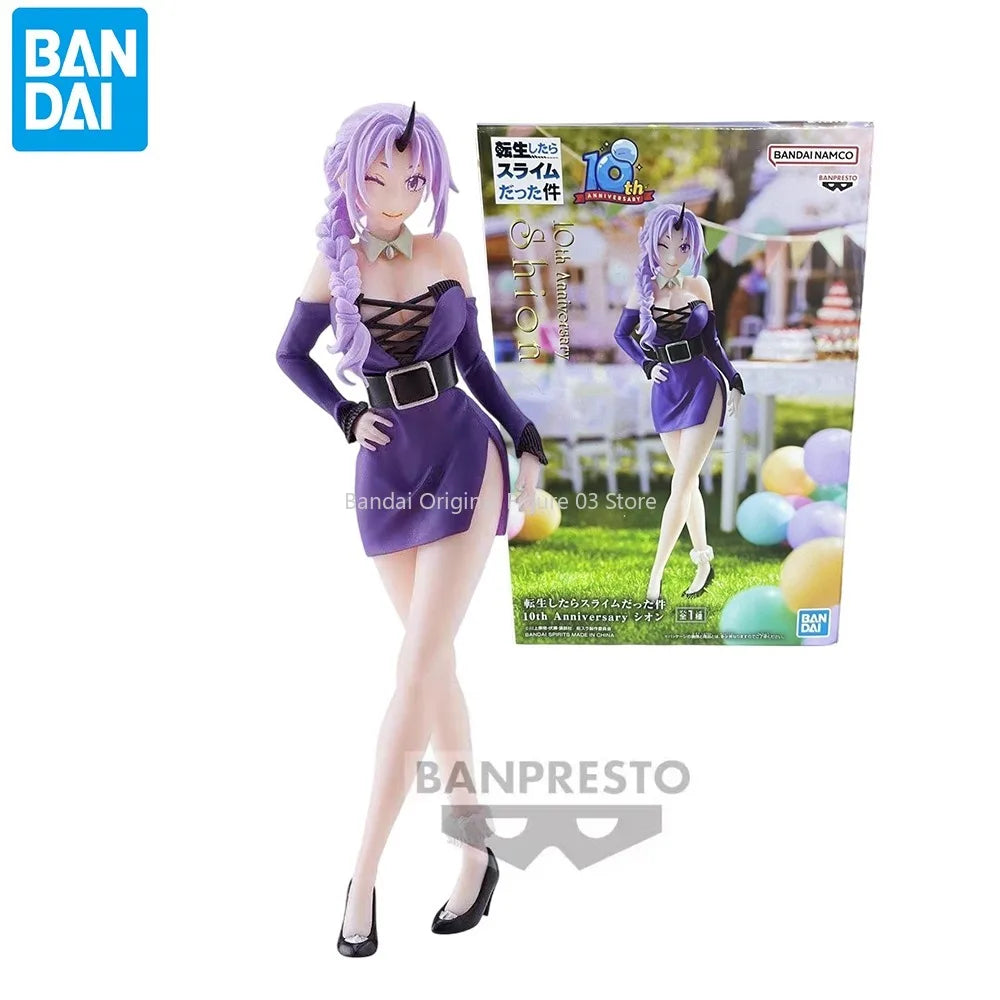 Оригинален Bandai Shion 10-та годишнина от онзи път, когато се преродих като слуз, аниме, колекция от орнаменти, фигурка, модел играчки, 17 см