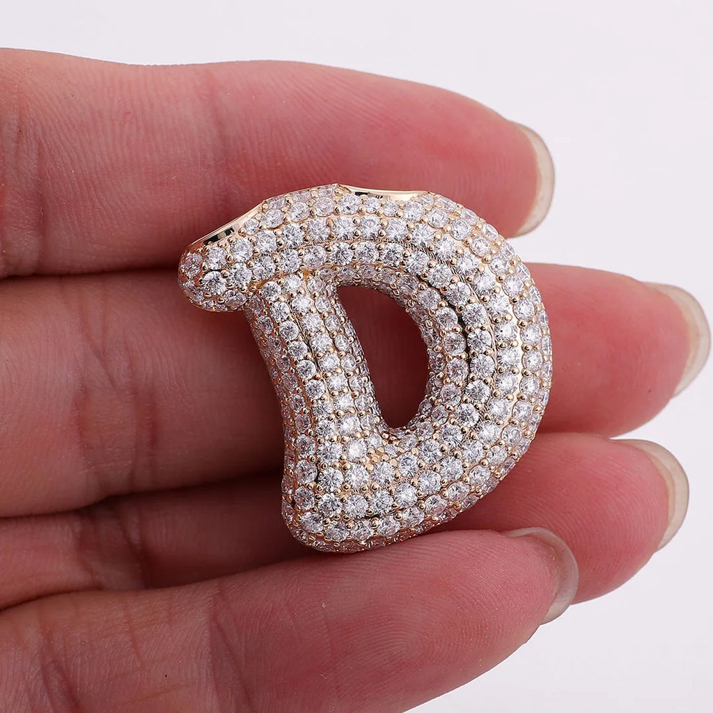 Provence Hip Hop Pendant for Men Moissanite Rapper Pendant for Women D Letter 10K Gold Miami Rock Pendant for Man Custom Jewelry