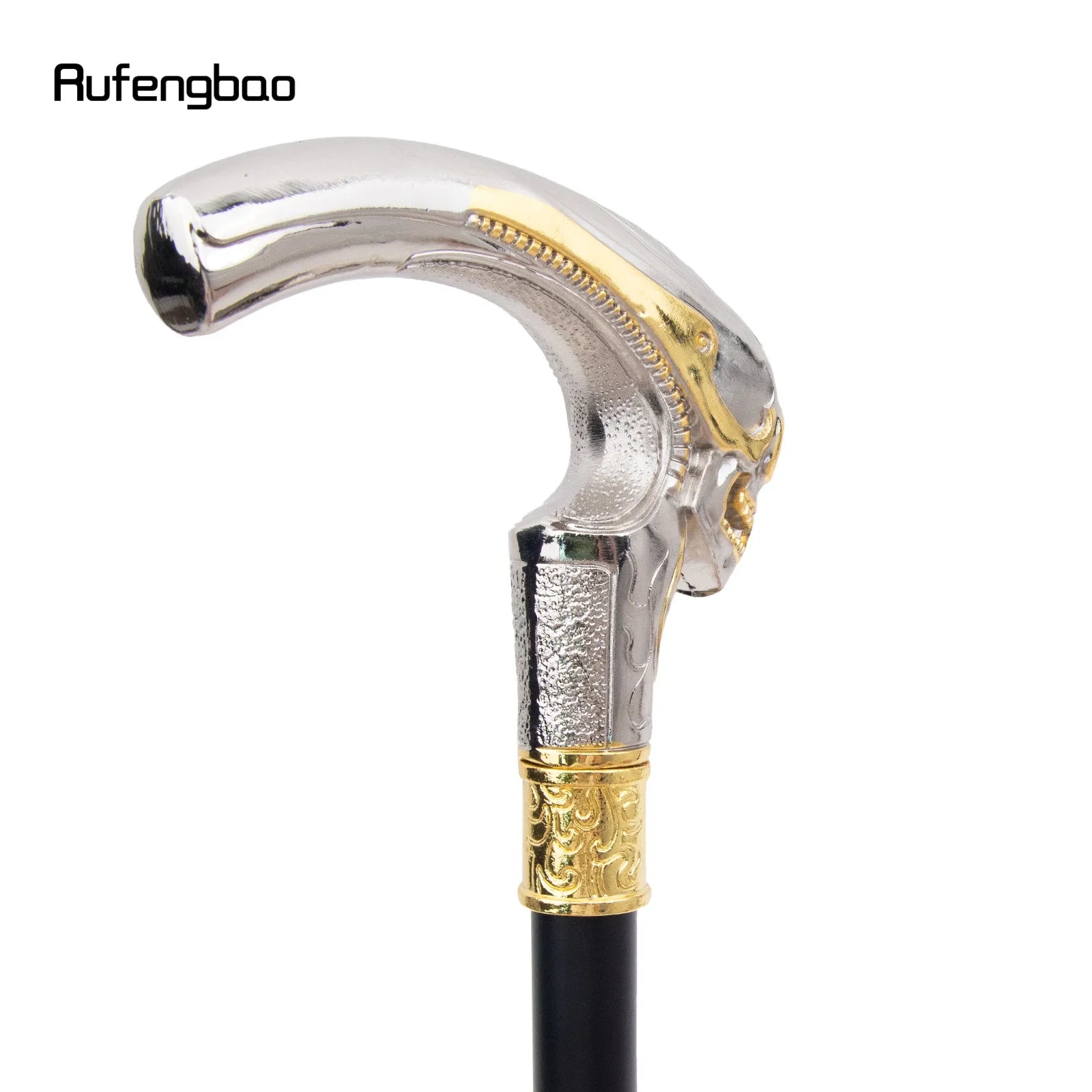 Golden White Long Head Skull Fashion Walking Stick Decorative Cospaly Vintage Party Fashionable Cane Halloween Crosier 92cm