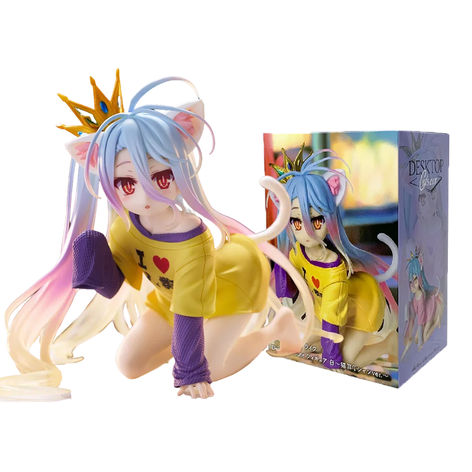 Original Genuine NO GAME NO LIFE 13cm Shiro Action Figure Figurine Collection Model Toy Kawaii Doll Desktop Decoration Gift