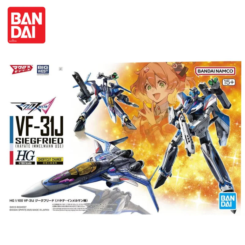 Bandai Hg 1/100 Macross Vf-31J Siegfried Hurricane Fighter Model Kit Gift Garage Cool Mecha Warrior Figure Educational Toy