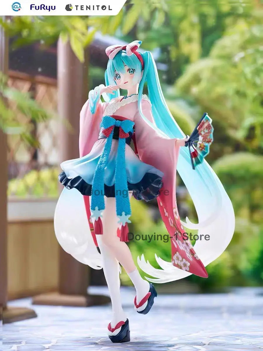 In Stock Original FuRyu TENITOL VOCALOID Hatsune Miku Tokyo Kimono Ver.  Action Figures Anime Collection Model