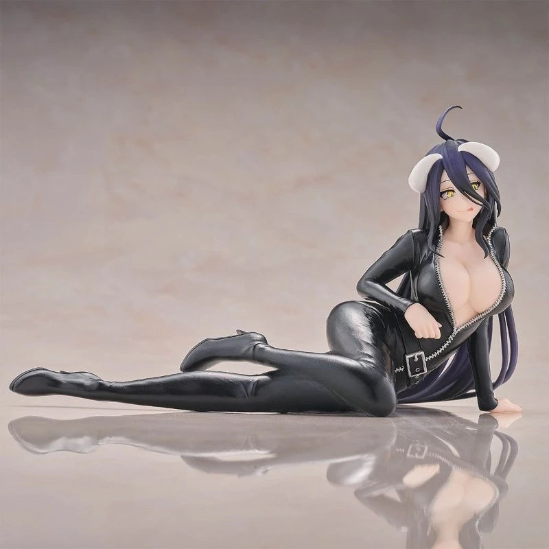 Albedo Relax Time Figure – Overlord Maid Demon Horns Prize PVC, Silver Hair Lying Desktop Display for Overlord Fans