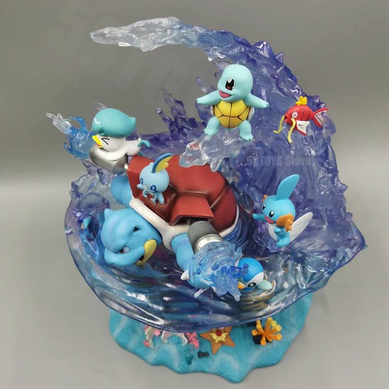 33cm Anime Pokemeon Charizard Family Figure Bucket Ocean Blastoise Valley Collectible Action Model Holiday Gifts Children Toys