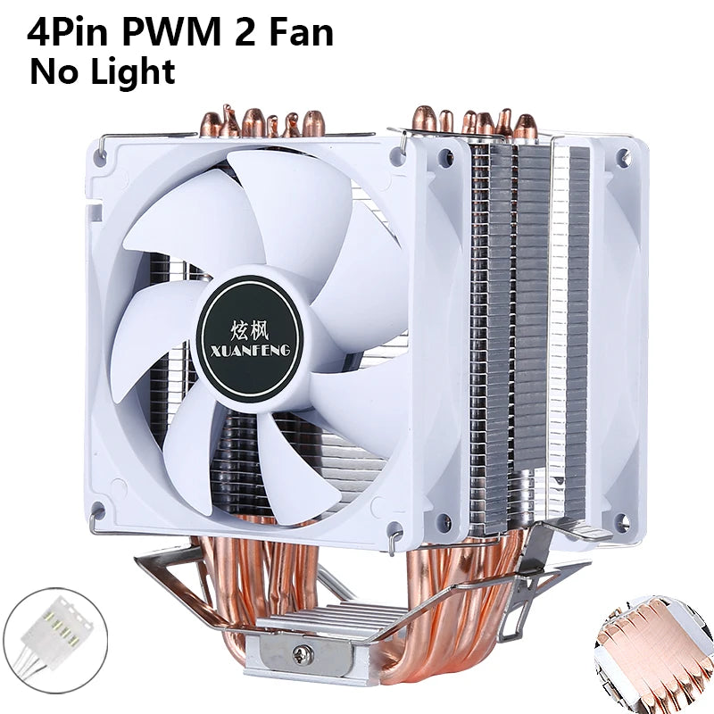 XUANFENG CPU Cooler Fan Computer x79 x99 Processor 2/4/6 Heat pipe 4pin/PWM Compatible LGA2011-3 2066 115x 1200 1700 AMD AM4 AM5