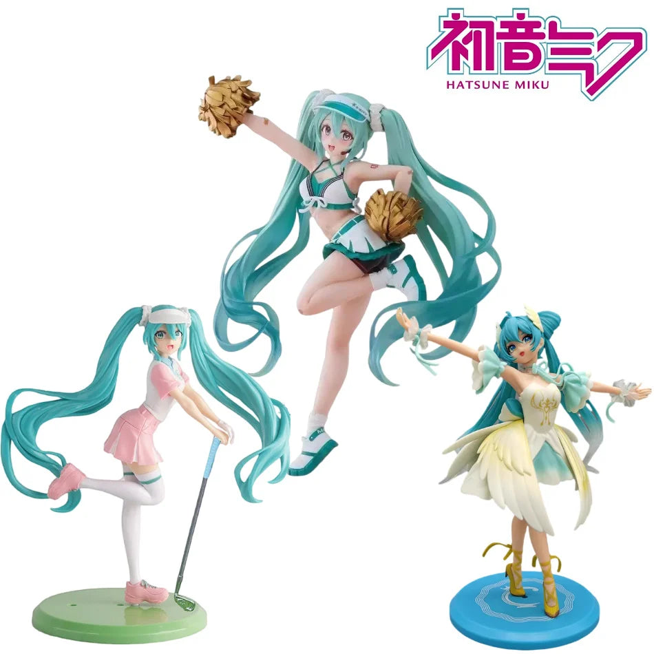 Hot 18cm Fashion Hatsune Miku Anime Figure Cheerleader Hatsune Miku Action Figures Kawaii Girl Figurine PVC Collection Model Toy
