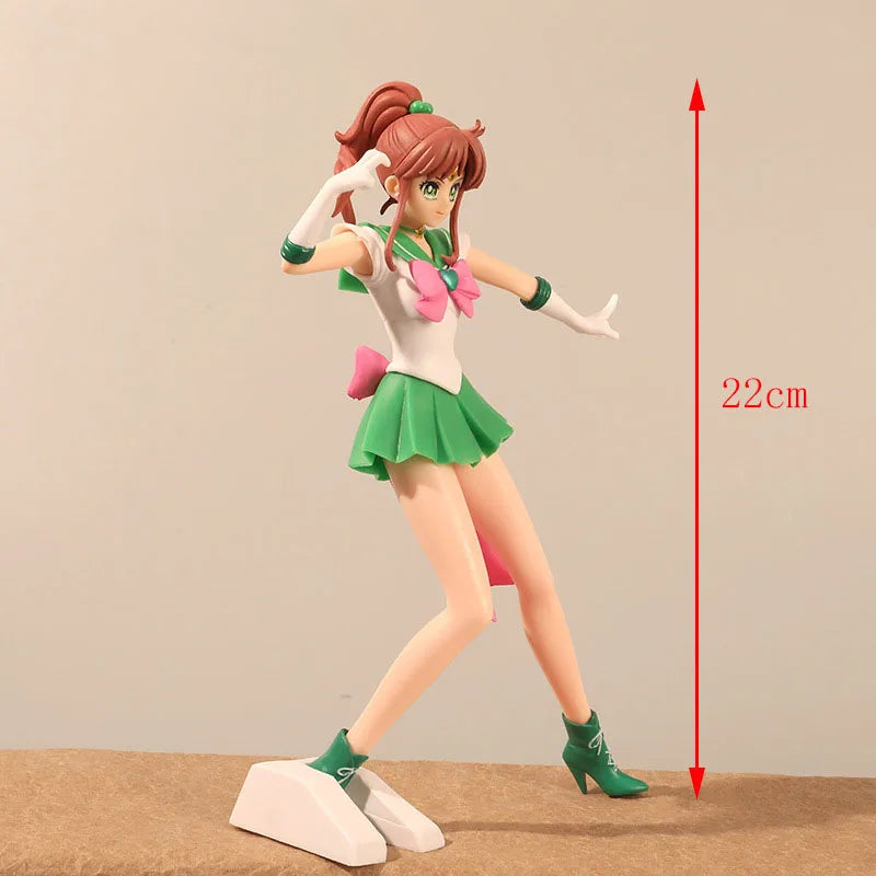 22cm Sailor Moon Anime Figurine Hino Rei Mizuno Ami Sailor Mars Mercury Decor Ornament Pvc Action Model Hobby Toy Kid Charm Gift