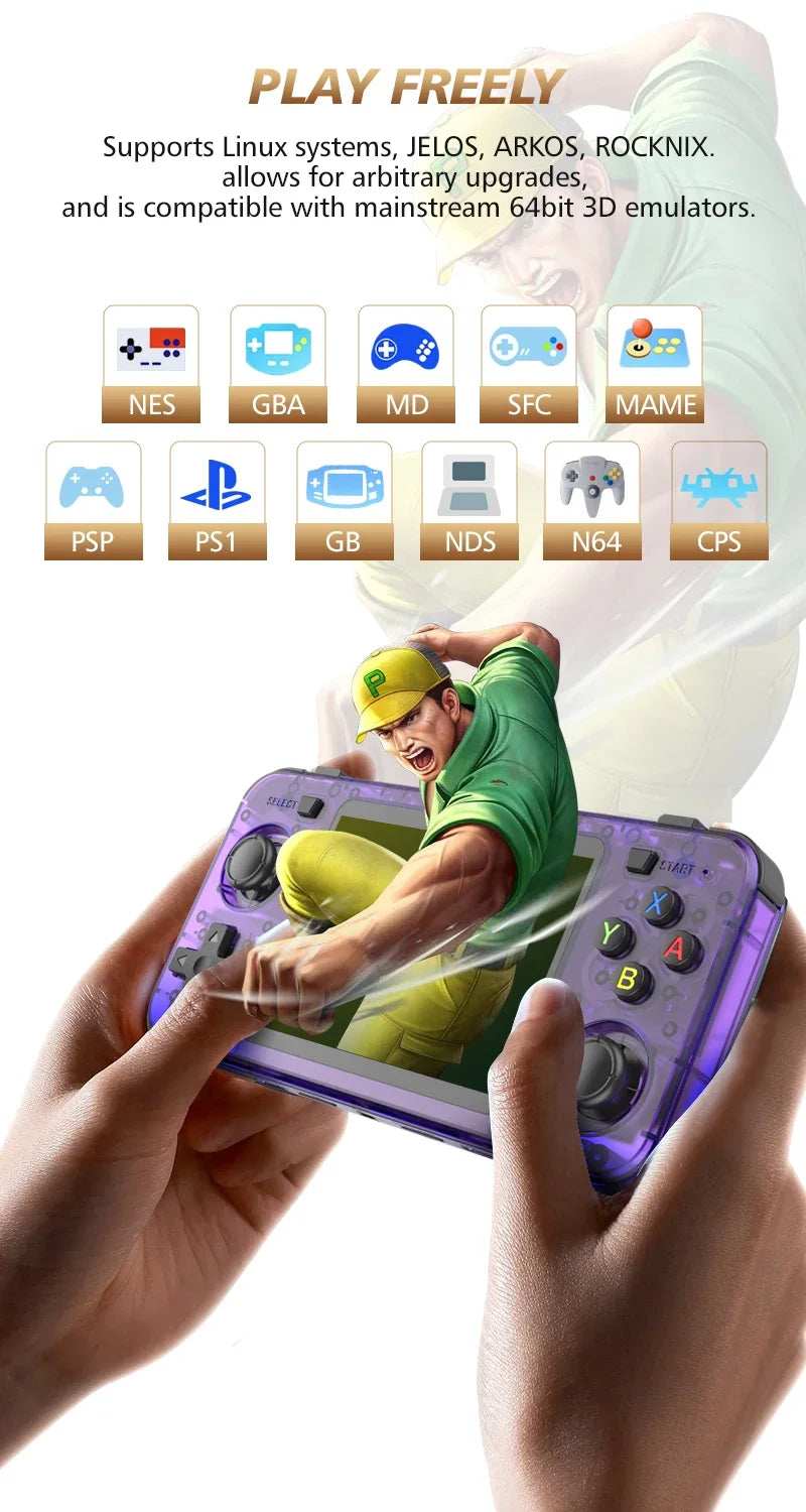 R36H Retro Handheld Game Console Linux System Kids Christmas Gift Portable Pocket Video Player 3.5 Inch IPS Screen 128GB Games