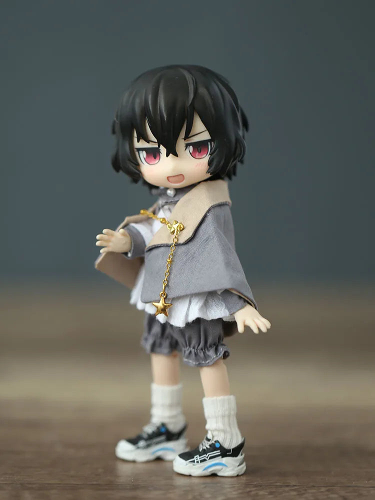 Doll Clothes Retro Short Sleeved Pants With Cloak Doll Clothes Accessories For Ob11,Obitsu11,Molly, Gsc, Ymy, 1/12bjd Dolls