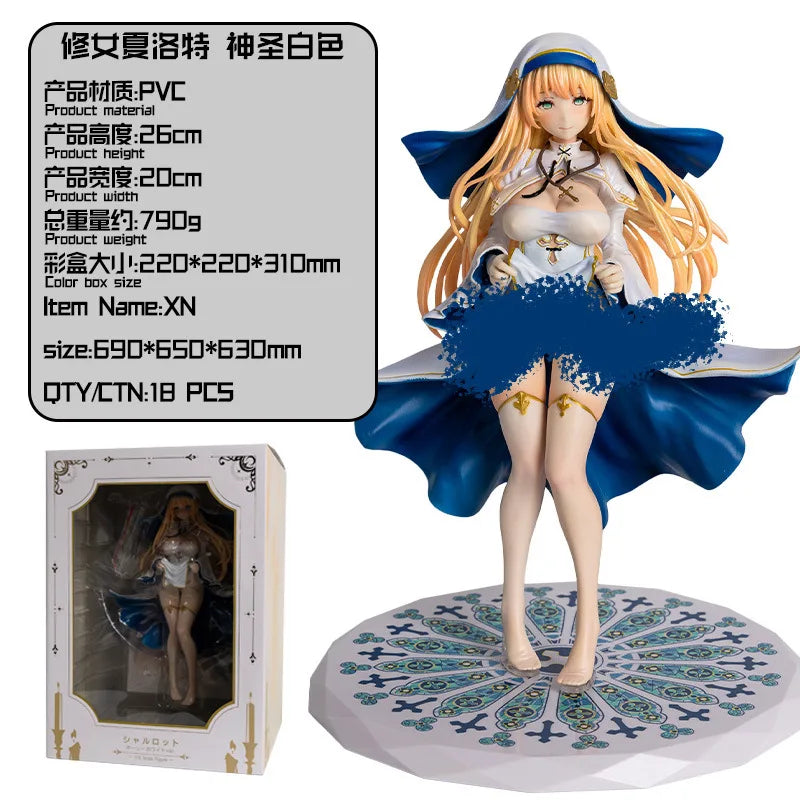 26CM Nun Charlotte Bedroom Beautiful Girl Anime 1/6 Two-dimensional Figure Ornaments Toys Gift