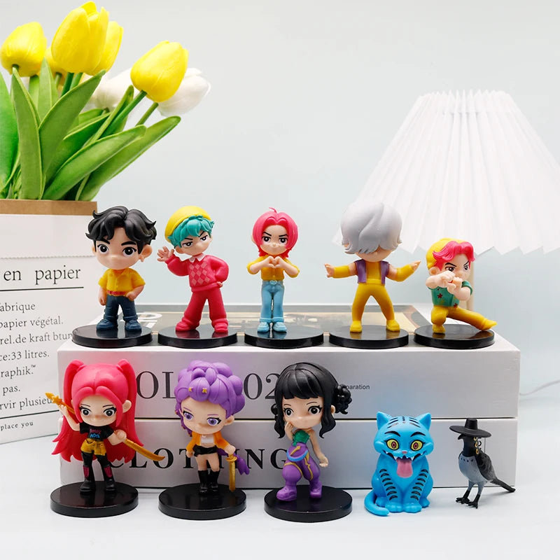 10pcs/Set Q Version Demon Hunters Action Figure PVC Toy Derpys Rumi Mira Zoey Sussy Figurine Doll For Fans Gift Childen Gift