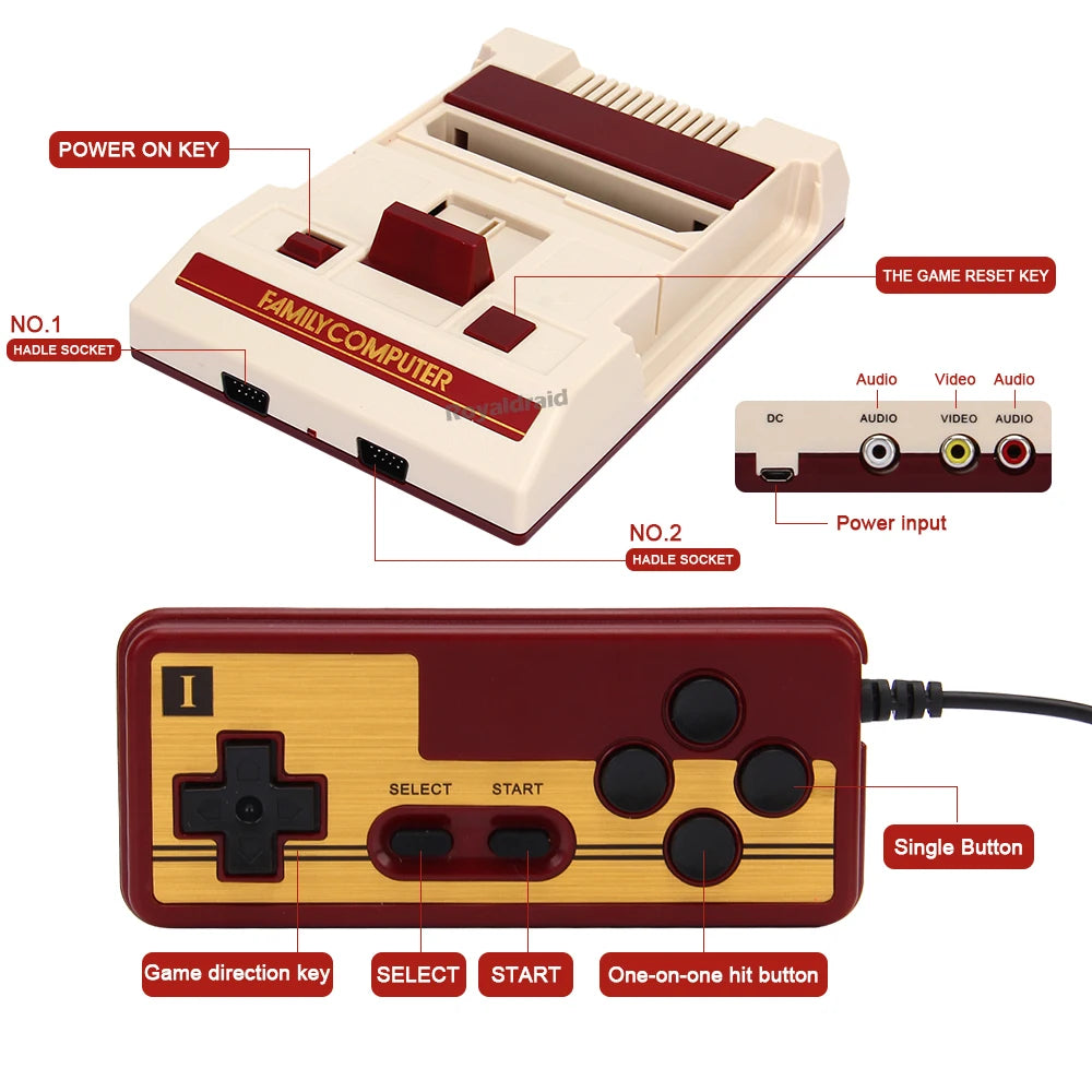 8 Bit Video Game Console Built in 500 Classic Games Family Computer TV Game Console