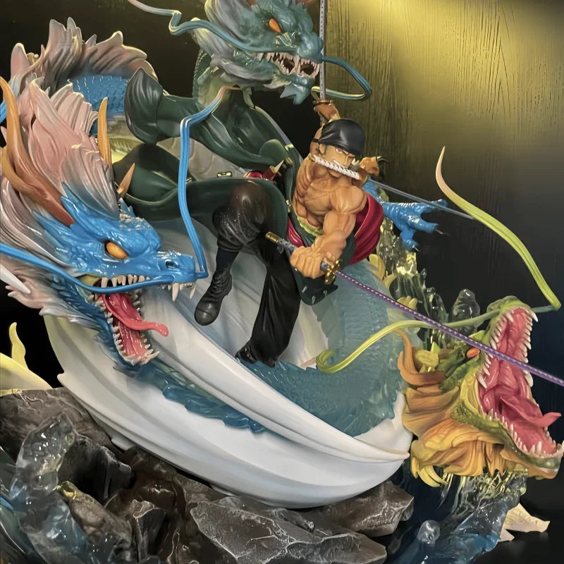 23CM Japanese Anime One Piece Action Figure Three Dragons Three Knive Flow GK Roronoa Zoro PVC Collection Statue Model Toys