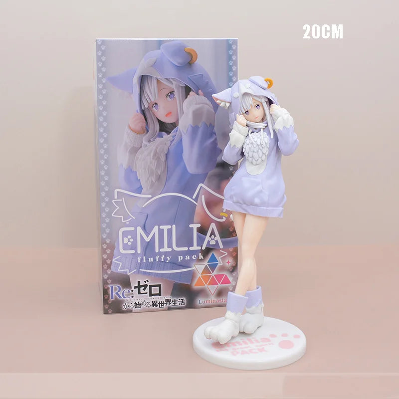 Anime Re:Zero kara Hajimeru Isekai Seikatsu Rem Figure Model Ram Puck Starting Dresses PVC Emilia Collection Gift Toy