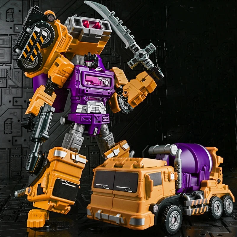 Jinjiang 6 in 1 Action Figure Devastator Toy Anime Transformation Robot Car Engineering Vehicle Excavator Blender Hook Model Kid