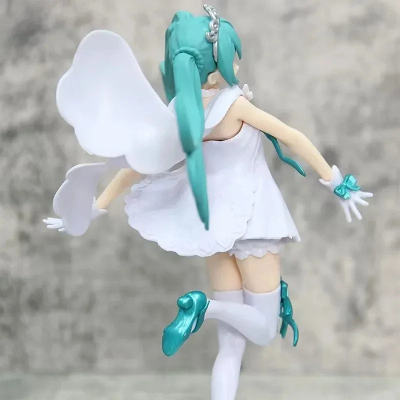 Anime 15cm Hatsune Miku Angel White Skirt Standing Model Beautiful Girl Series Box Handmade Birthday Gifts Collection Ornament