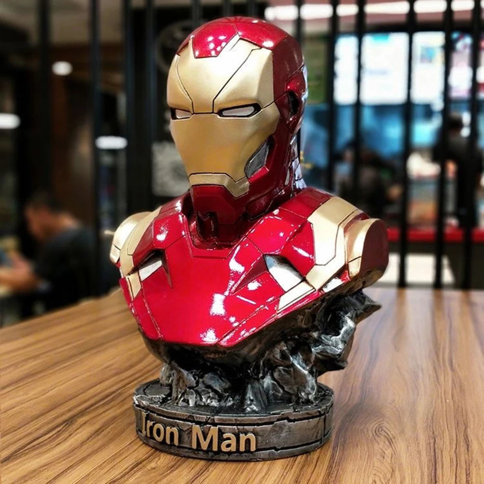 Железният човек, бюст на пантера, аниме фигурка, статуя, Marvel, Отмъстителите, голяма фигурка, хол, украшение, смола, колекция, подаръчни играчки