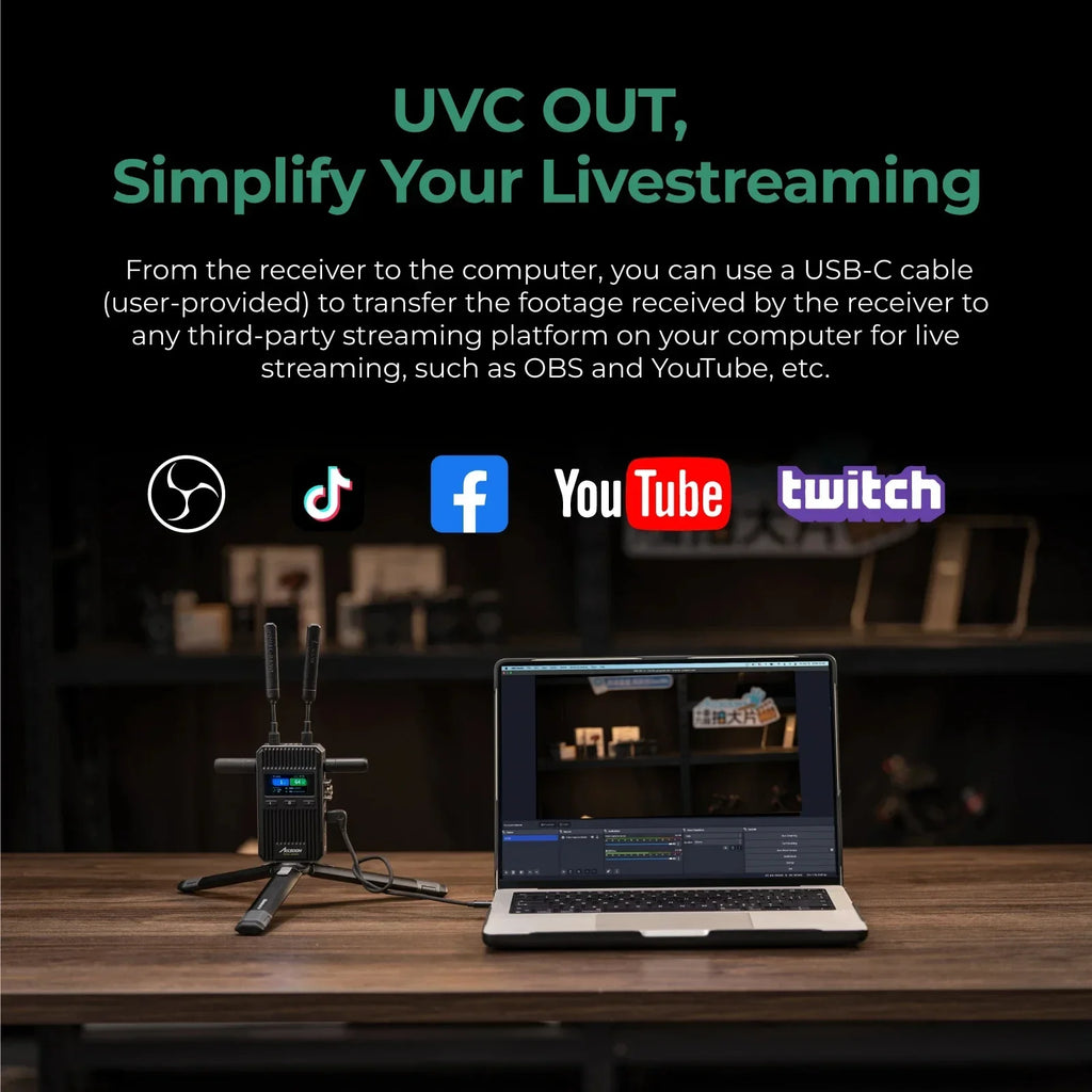 Accsoon Cineview 2 SDI Drahtlose Videoübertragung SDI UVC Livestreaming Bis zu 4 Geräte 450 m Reichweite 0,05 s Latenz Dualband HDMI