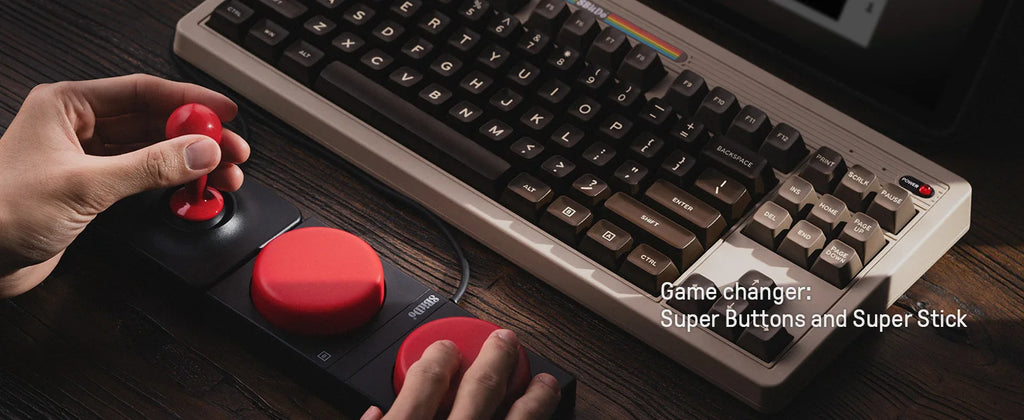 8BitDo Retro Mechanische Tastatur C64 Edition, Bluetooth, 2,4G Wireless und Kabelgebundene 3-Modus-Verbindung, für PC Windows 10 und Android 