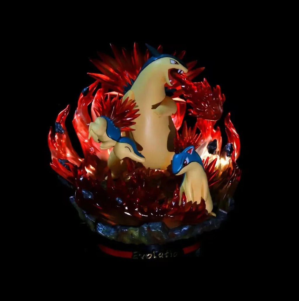 Anime Pokemon Typhlosion Tornupto Quilava Cyndaquil Flame Wheel Ver GK PVC Action Figure Game Statue Collectible Model Toys Doll