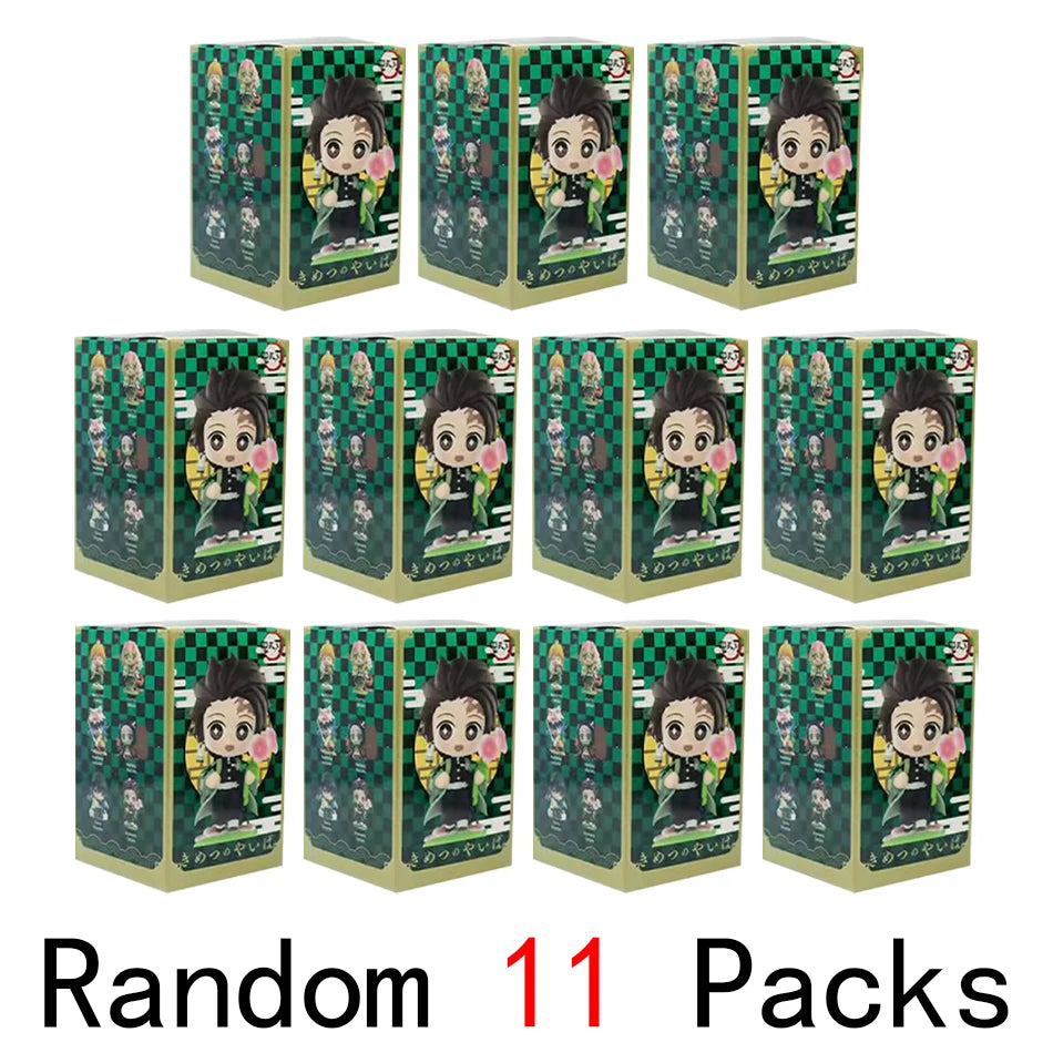 Anime 6Pcs/Set Q Version Demon Slayer Figurine  Boxed Model Ornament Accessory Cartoon Movability Kits Mascot Kid Toy Gift