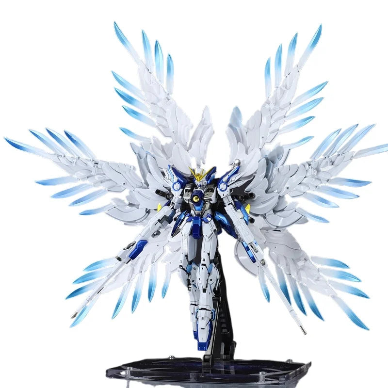 Bandai  MG 1/100 Ice Blue Angel FLYWING ZERO TITANUM FINISH Model Kit Anime Action Fighter Assembly Models Collection Kids Gift