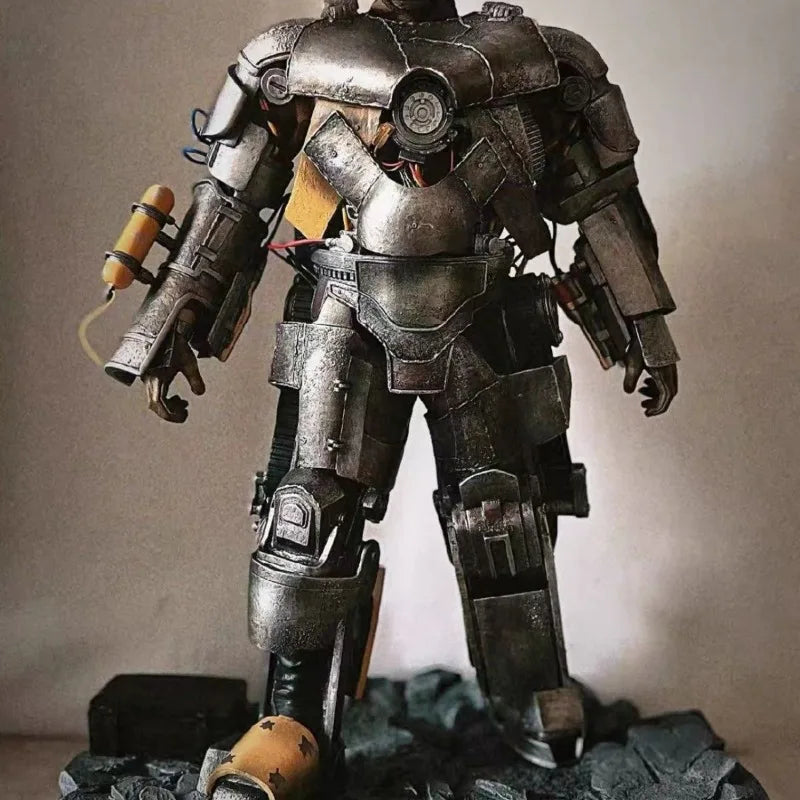 50cm Marvel Comics Figure Iron Man Mark1 Can Glow High-end Resin Anime Collection Model Desktop Ornaments Gifts Children Toys