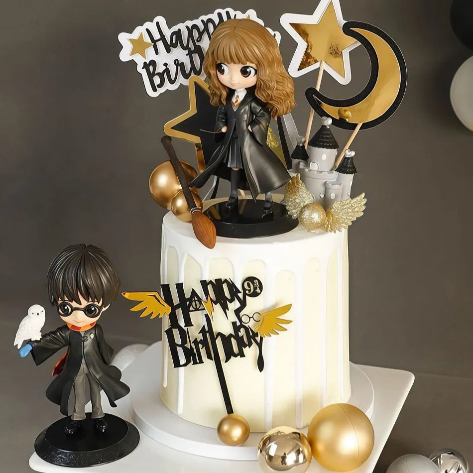 1-7pcs New Hot Harri Potter Cartoon Characters Action Figures Q Version Desktop ornament model quentes presente Kids' Toys Gift