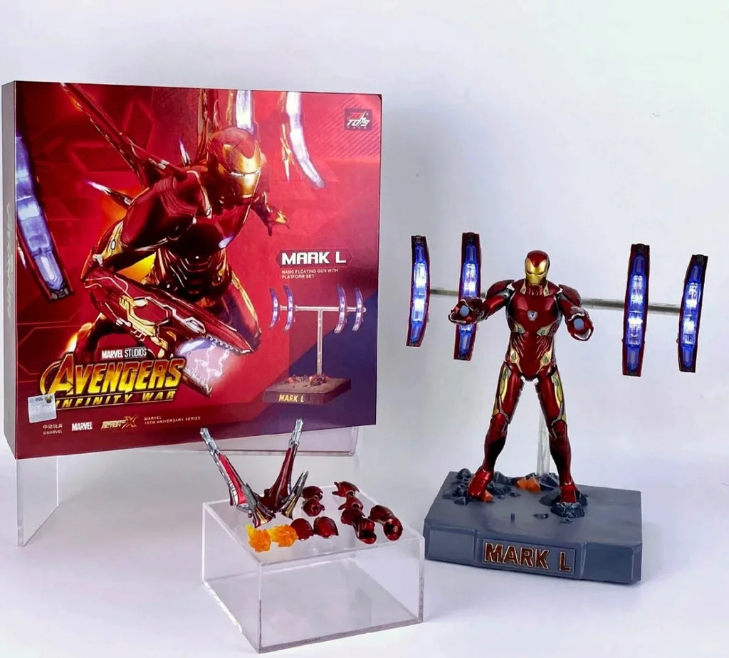 Iron Man MK50 And Mk50 Weapon Accessory Scene Set Action Figure Movable Can emit light Model Avengers Pvc Action Toy For Gift