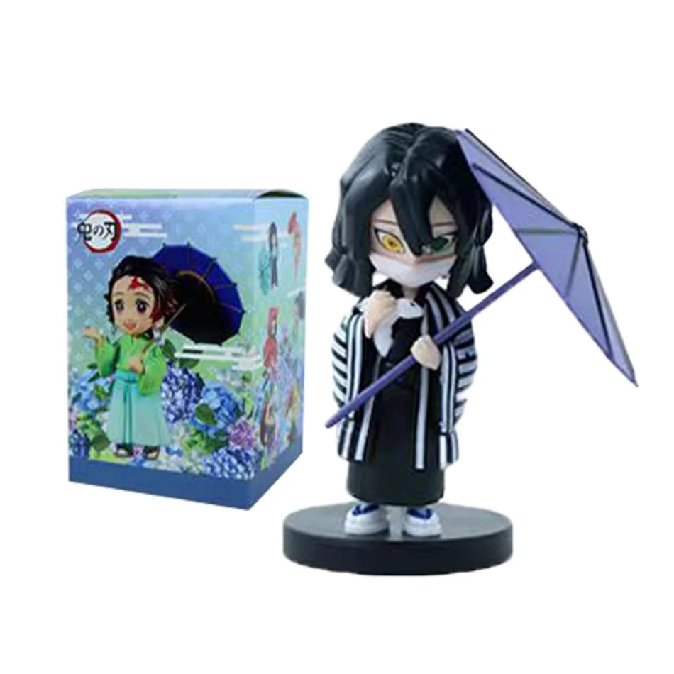 6pcs Q Version Demon Slayer Sitting Ghost Doll Tanjiro Nidouzi Inosuke Zenizu Toy Figural PVC Model Gift