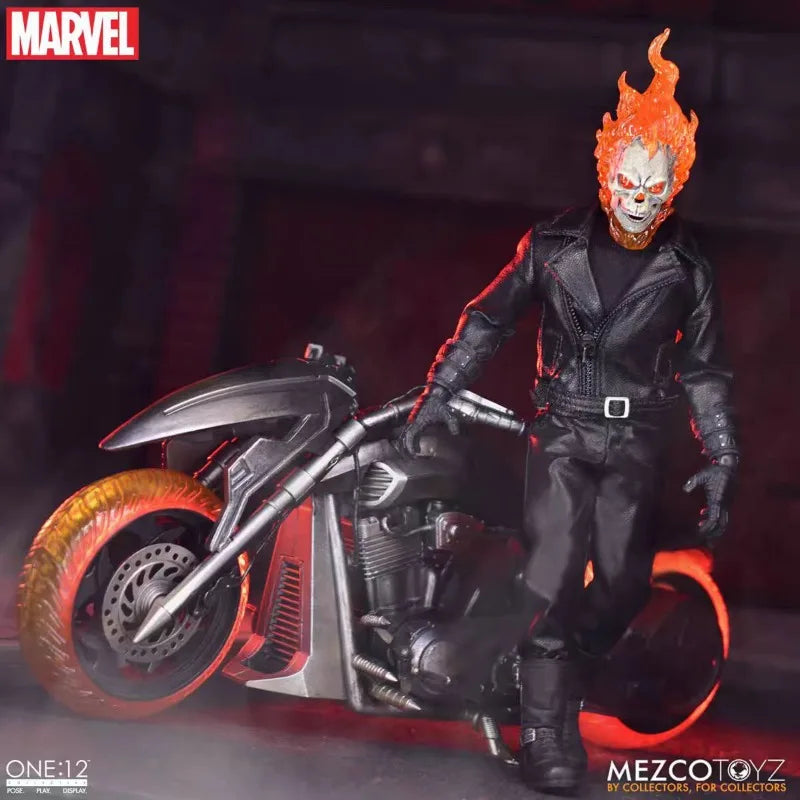 Original MEZCO ONE:12 Ghost Rider Hell Cycle in Stock Animation Action Series Figure Model Toy Collection Gift