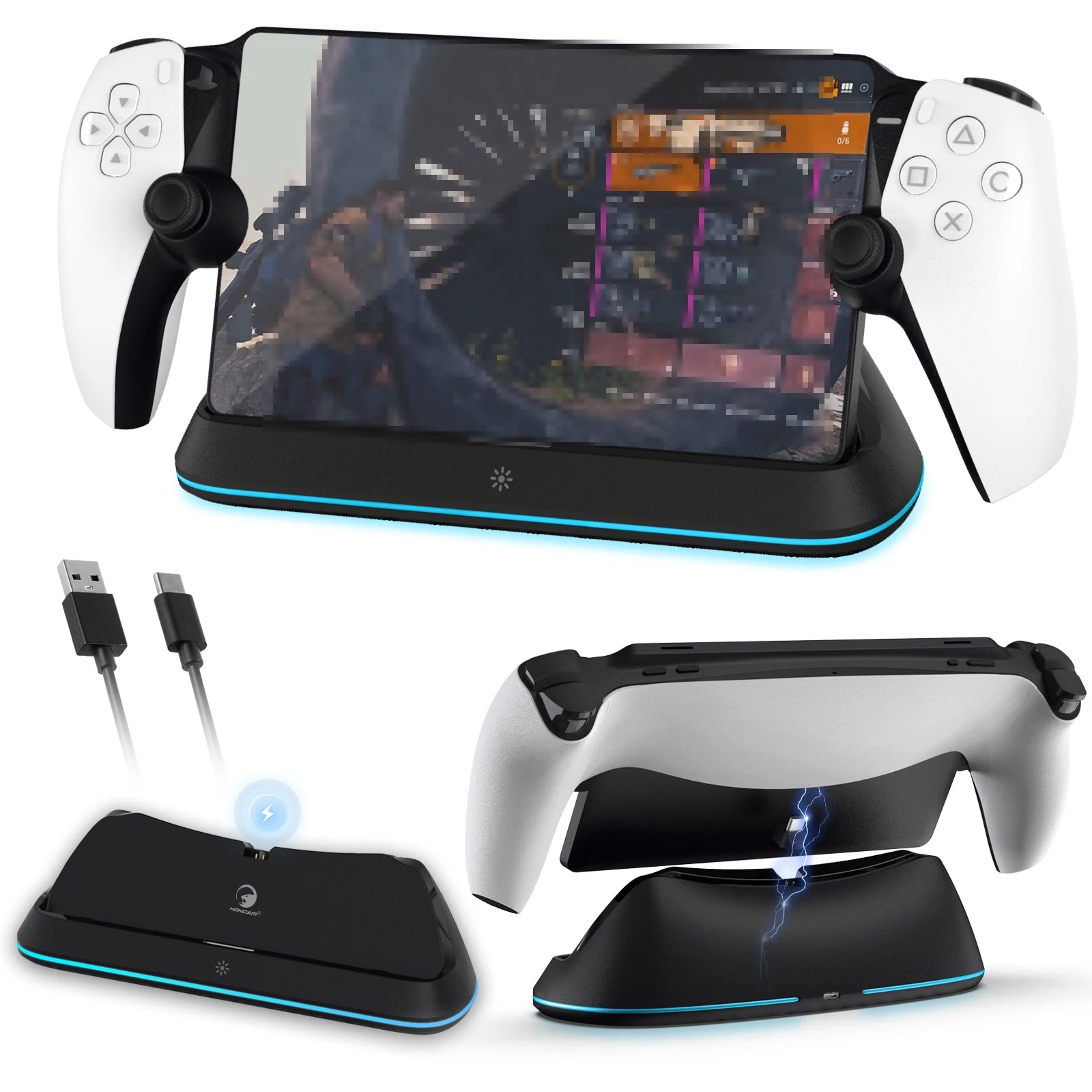 Charging Station for Playstation Portal,PS5 Accessories Kits with Fast Charging & LED Light, Controller Charging Stand HC-3710