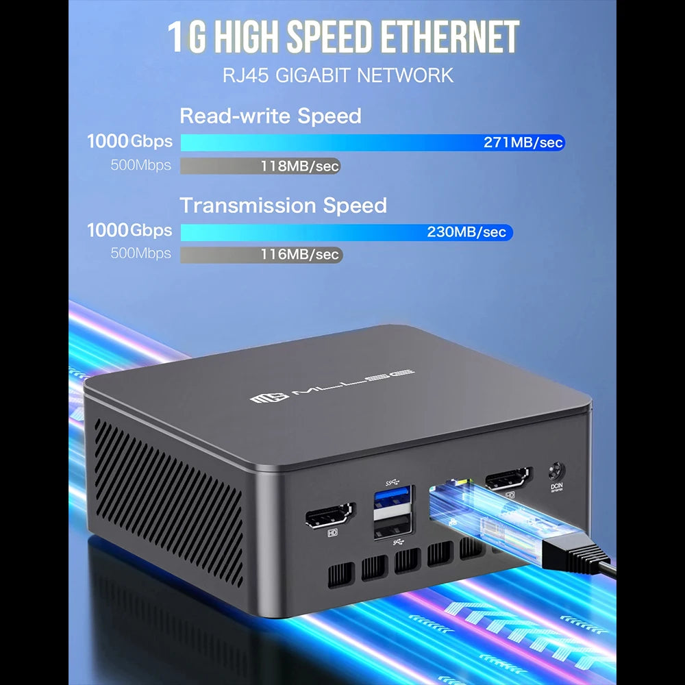 MLLSE G3 Mini PC Intel N100 CPU DDR4 16GB RAM 512GB SSD WiFi5 BT4.2 Windows 11 Mini Desktop Computer